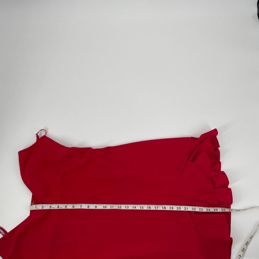 Showpo Red Spaghetti Strap Ruffle V-Neck Dress Womens Size 12 Feminine Flirty - Picture 11 of 11
